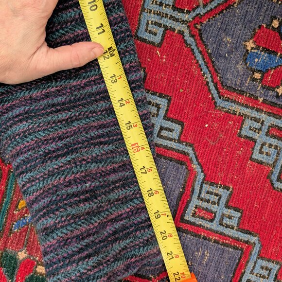 Wool long winter coat in purple, blue, and navy -- medium - Picture 6 of 13